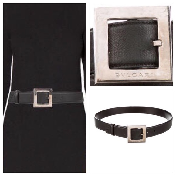 BVLGARI BLACK LEATHER BELT
