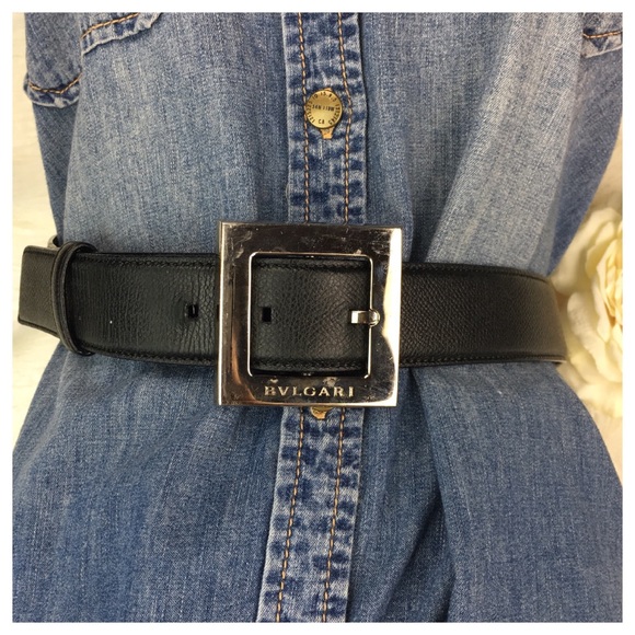 BVLGARI BLACK LEATHER BELT