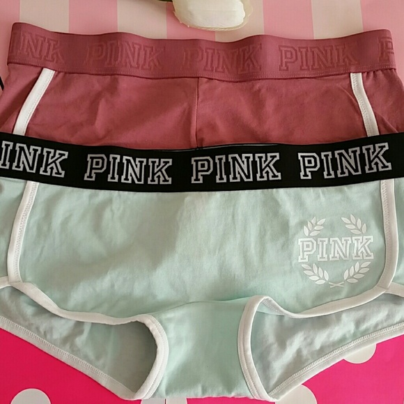 2 Nwt Pink victoria's secret logo boyshort size M - Picture 4 of 4