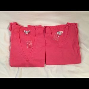 2 Piece Cardigan Sweater Pink Size Large