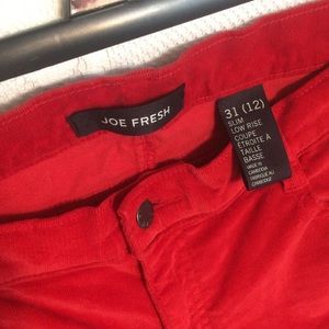 Joe Fresh Slim Fit Corduroy Pants - Red
