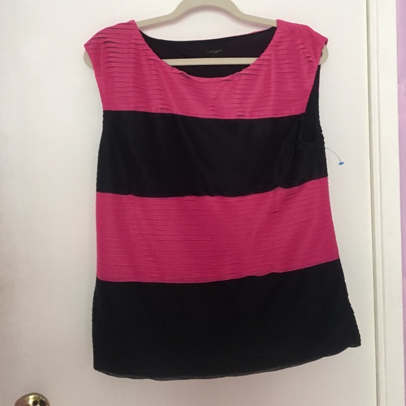 Navy blue and pink striped shirt