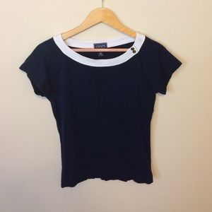 Navy Tee with Button Accents