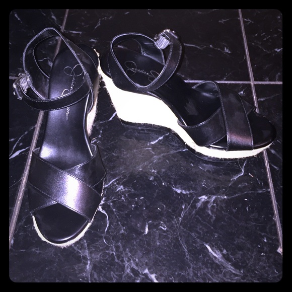 Black espadrille wedges