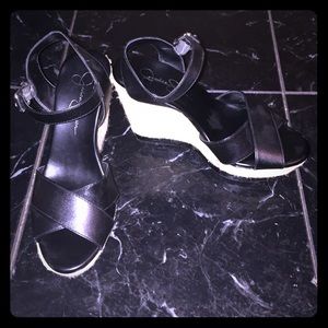 Black espadrille wedges