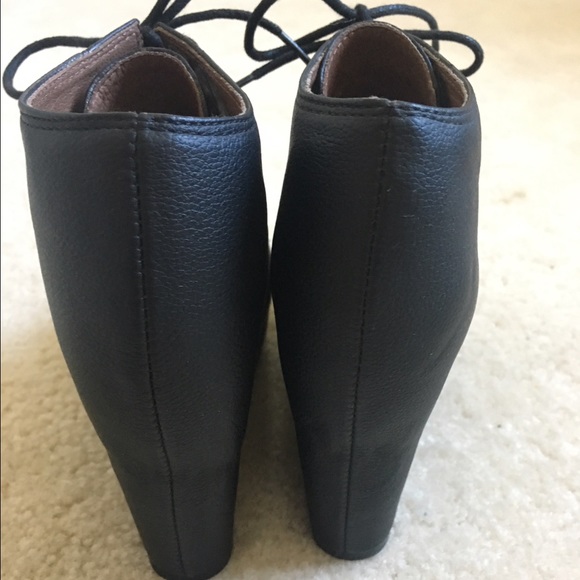 Jeffrey Campbell 99 Tie Black Wedge Booties sz 6 - Picture 3 of 4
