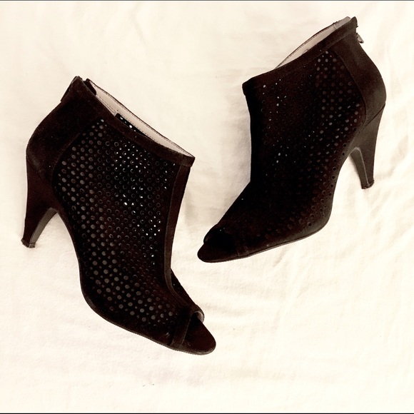 LAST CHANCE! INC Laser Cut Peep Toe Black Bootie