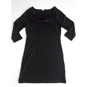 J. Crew Black A-Line Cowl Neck 3/4 Sleeve Dress