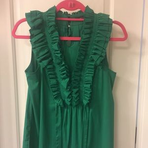 BCBG green frilly top, sz small