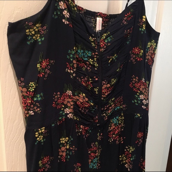 Dark Blue Floral Print Dress
