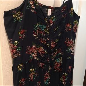 Dark Blue Floral Print Dress