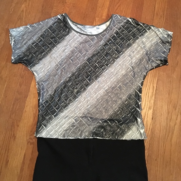 Black and silver polyester spandex top