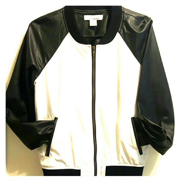 Two Tone Faux Leather Jacket