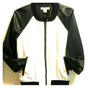 Two Tone Faux Leather Jacket