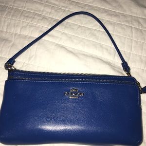 Coach blue leather wristlet