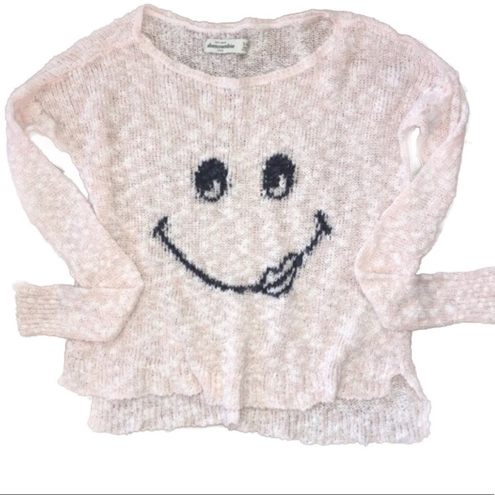 abercrombie kids Pale Pink "Smile" Sweater Sz S/M - Picture 6 of 6