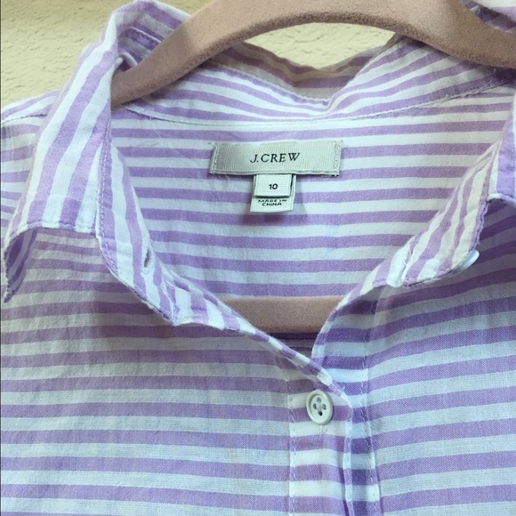 J Crew Striped Popover Buttondown Shirt Size 10 - Picture 2 of 4