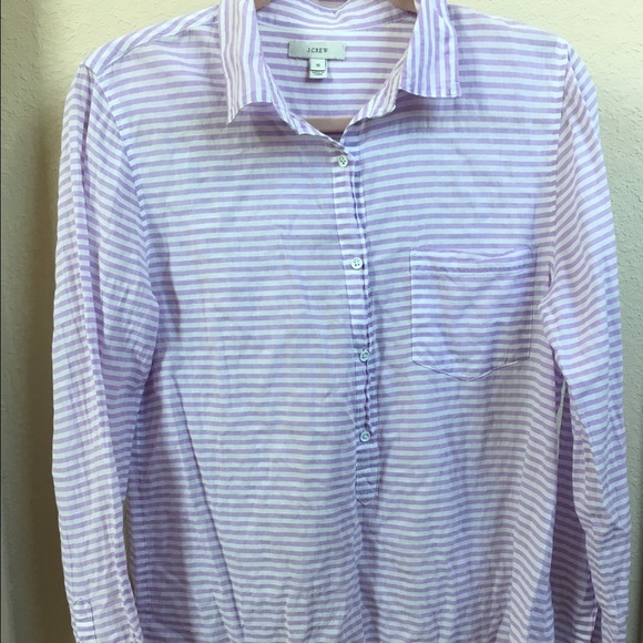 J Crew Striped Popover Buttondown Shirt Size 10 - Picture 3 of 4