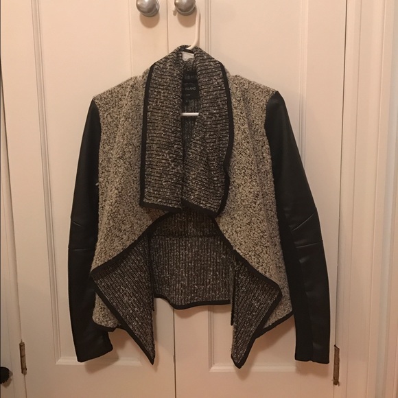 Knit and vegan leather jacket