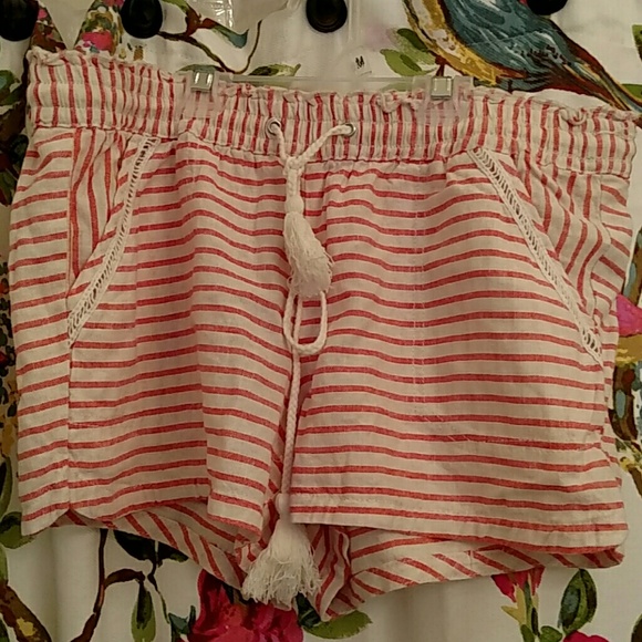 Orange/white striped shorts