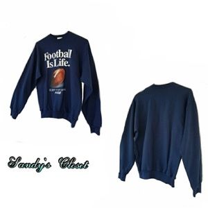 Hh) Football Is Life Boys Youth XL (18-20) Sweatshirt – Navy Blue Pullover