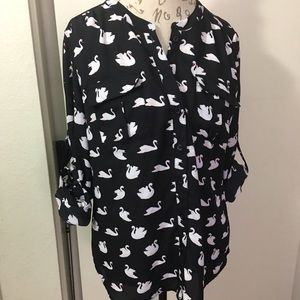 New York & Co collarless soho soft shirt