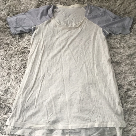 Lululemon heather gray and blue t shirt.
