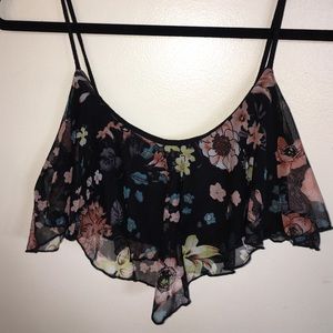 Sheer floral crop top