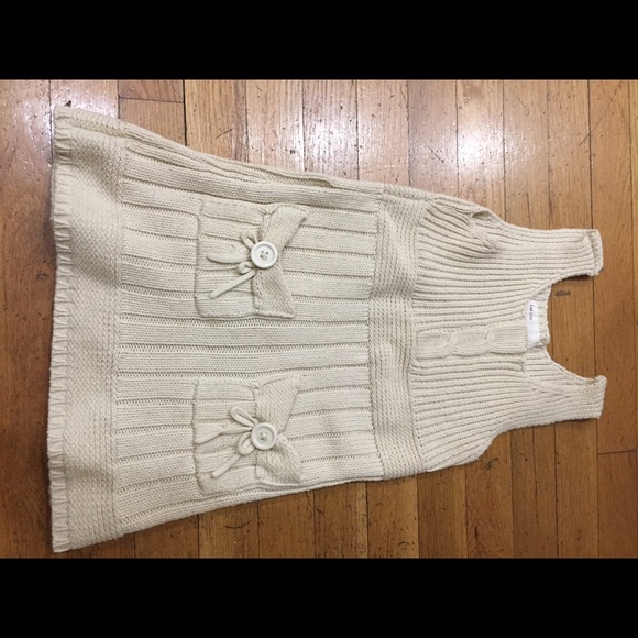 Girls cream sleeveless sweater dress