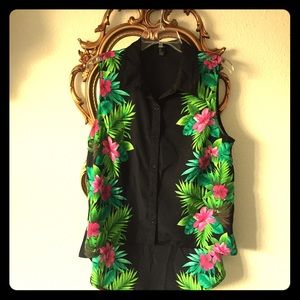 Forever 21 High Low Button Up Blouse