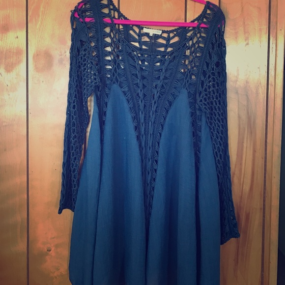 Dark blue crochet dress
