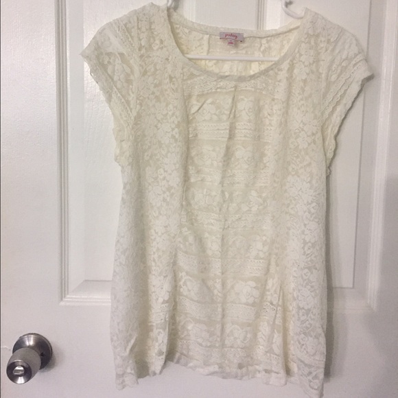 White floral lace blouse