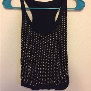 Black tank top with gold details