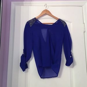 Fancy a'gaci blouse.  blue brand new never worn