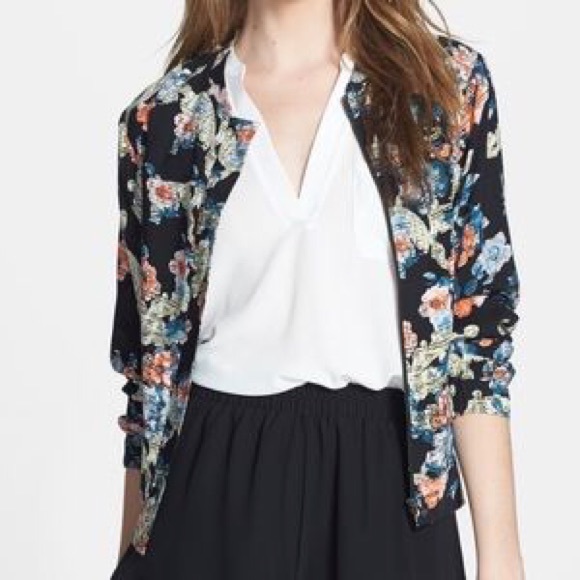 Floral print bomber jacket, only worn once Sz M