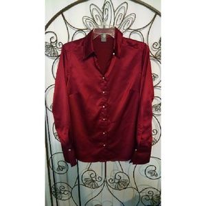 ***SOLD***Ann Taylor Satin L/S Blouse size 10
