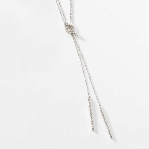 Pave Stick Lariat Necklace