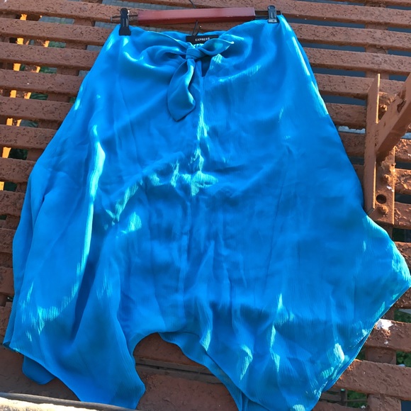 Blue Silk Keyhole Closure Skirt - Express, Size XS