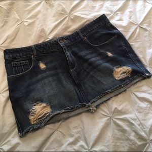 Denim Skirt with Destruction