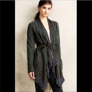 Anthro 'Elise Blanket Cardigan' Green Combo, Small