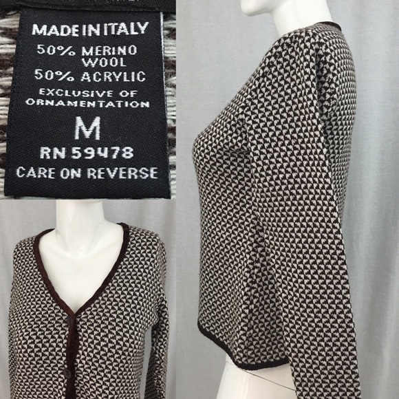 SOLD 🎒Sz Medium Cardigan Sweater Triangle Print - Picture 3 of 4