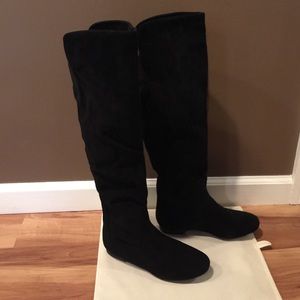 Black faux suede boots