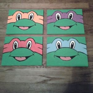 Set Of 4, TMNT Hand Painted Canvases