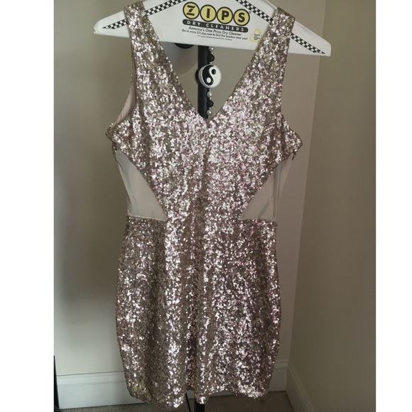Bebe Gold Sequin Dress