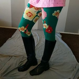 Black leather knee high boots