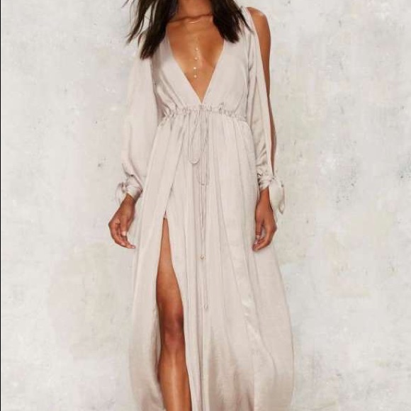 Nasty Gal Bea Satin Slit Dress