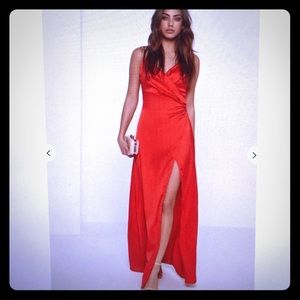 Silky Wrap Maxi Dress - Red