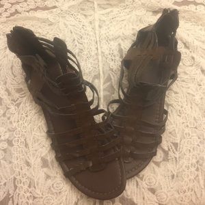 Maurices Brown Leather Gladiator Sandals