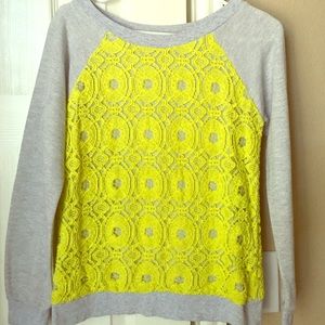 Lightweight yellow /grey sweatshirt Anthropologie