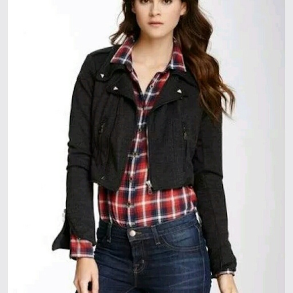 Love Stitch Motorcycle Jacket with studs Gray Size